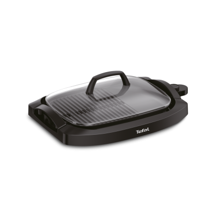 Gratar electric Tefal Health Multi Grill CB6A0830, 2000W, termostat reglabil, capac din sticla, negru