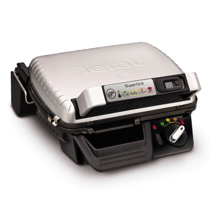 Електрическа скара Tefal SuperGrill GC451B12, 2000W, дигитален таймер, 3 регулируеми позиции, подвижни плочи