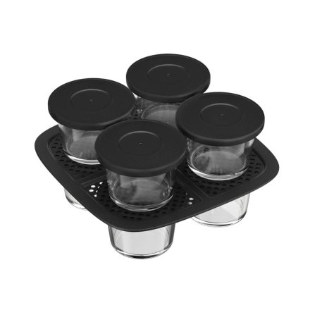 Set 8 borcane din sticla Tefal Easy Fry Silence XA1140E2, capace Incluse, 5L