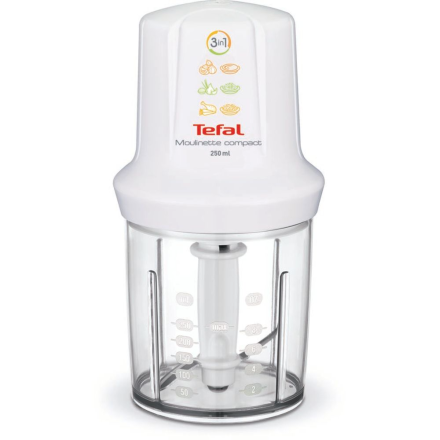 Мини чопър 3 в 1 Tefal Moulinette MB300138, Компактен, 270 W, 250 мл, Бял