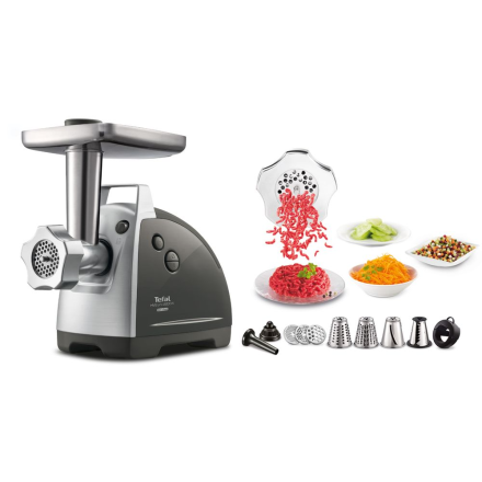 Μηχανή κοπής κιμά Tefal HV8 Plus 9 σε 1 NE688837, 2200W, 4,5 kg/min, Γκρι/Ανοξείδωτο ατσάλι