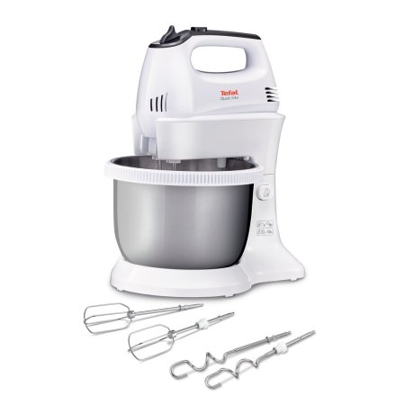 Mixer cu bol Tefal Quick Mix HT312138, 300W, 5 Viteze + Turbo, Bol rotativ 3.5L, Alb