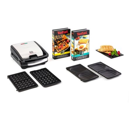 Многофункционална машина за сандвичи Tefal Snack Collection SW853D12, 700W, 2 комплекта плочи, Незалепващо покритие, Неръждаема стомана