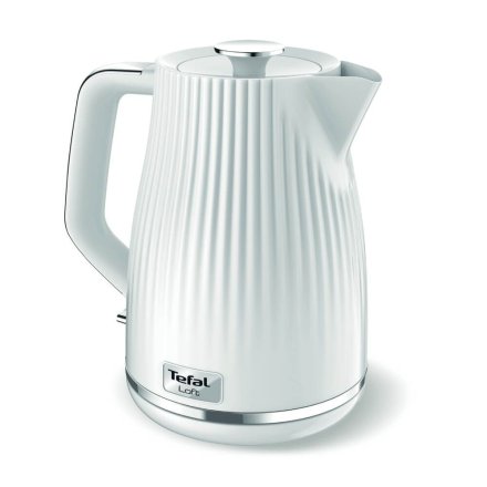 Fierbator electric Tefal Loft KO250130, 2400W, 1.7L, Design Ceramic, Filtru Anticalcar, Oprire Automata, Alb