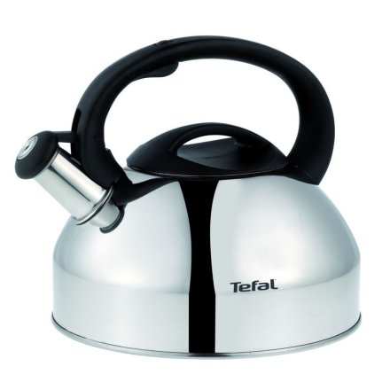 Tefal C7922024 Ръчна кана със свирка, 3 л, неръждаема стомана, ергономична дръжка, съвместима с газова/електрическа/керамична фурна, сребриста/черна