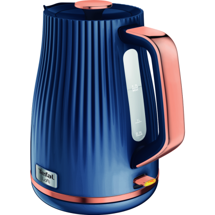 Fierbator electric Tefal Loft KO251430, 2400W, 1.7L, Design Ceramic, Filtru Anticalcar, Capac Detasabil, Albastru