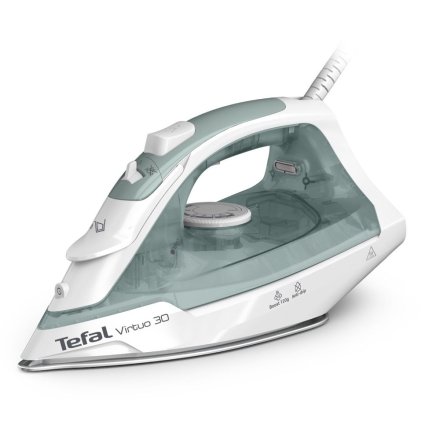 Fier de calcat cu abur Tefal Virtuo FV2C42E0, 2000W, Jet Abur 120g/min, Talpa Ceramica, Antipicurare, Anticalcar, Verde/Alb