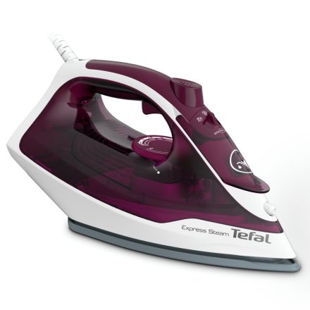 Fier de calcat cu abur Tefal Express Steam FV2835E0, 2400W, Talpa Ceramica, Sistem Antipicurare, Violet/Alb