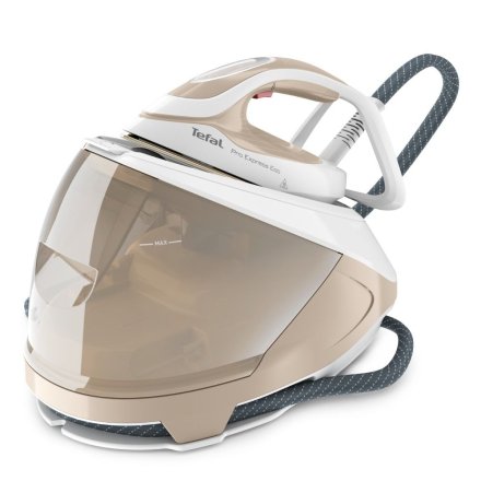 Гладачна станция Tefal Pro Express Eco GV9E22E0, гладеща повърхност Durilium AirGlide AutoClean, колектор против накип, кремаво/бяло