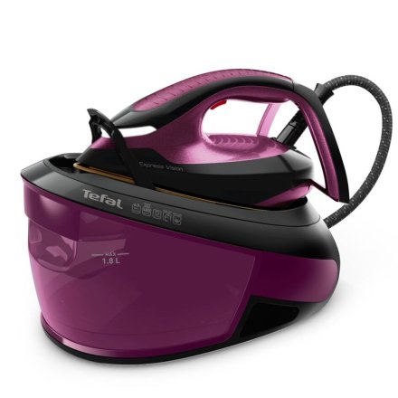 Σταθμός σιδερώματος Tefal Express Vision SV8152E0, 2800W, Πλάκα Durilium Airglide Autoclean, LED Vision, 1,8L, Λευκό/Μωβ