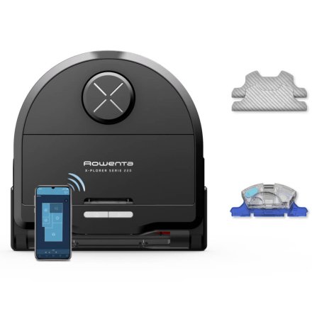 Aspirator robot Rowenta X-Plorer Serie 220 RR9465WH, Smart Aqua Power, aspirare + mop, 120 min autonomie, 70 dB