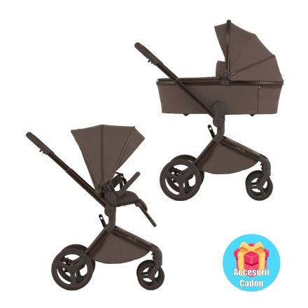 Carucior 2 in 1 pentru copii Anex Flo, spatios si usor, Browny