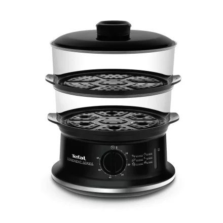 Tefal Convenient Series Пароварна VC140131, 900W, 6L, 2 тенджери, Черна