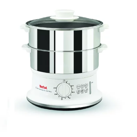 Aparat de Gatit cu Aburi Tefal Convenient Series VC145130, 900W, 6L, 2 Vase Inox, Alb