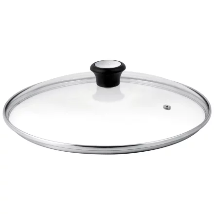 Capac de sticla Tefal Exception 24 cm 28097512, margine inox, orificiu abur, maner