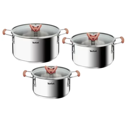 Комплект от 6 Tefal Opti'Space G720S674, тенджера 18 см, тенджери 20/24 см, неръждаема стомана, индукция