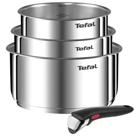 Tefal Ingenio Emotion L8964S55 Σετ 4 τεμαχίων – κατσαρόλες από ανοξείδωτο ατσάλι 16, 18, 20 cm με αφαιρούμενη λαβή
