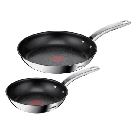 Set 2 Tigai Tefal Intuition B817S255, 20/26 cm, Inox 18/10, Antiaderent Titanium, Thermo-Signal, Inductie, Argintiu