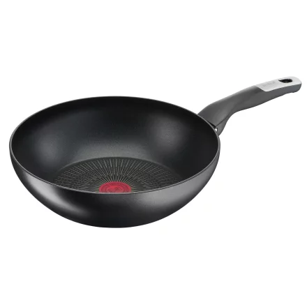Tigaie Wok Tefal Unlimited G2551972, 28 cm, Antiaderent Titanium Anti-Scratch, Thermo-Signal, Inductie, Negru
