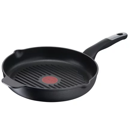 Tigaie Grill Tefal Unlimited E2294074, 26 cm, Antiaderent Titanium Anti-Scratch, Thermo-Signal, Inductie, Negru
