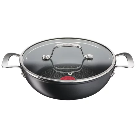 Тиган Tefal Unlimited G2557172, 26 см, стъклен капак, титаниево незалепващо покритие против надраскване, термосигнал, индукция