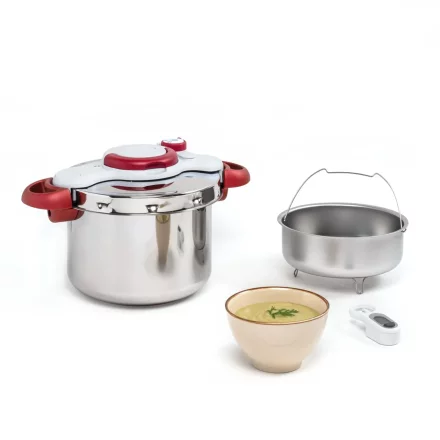Χύτρα ταχύτητας Tefal ClipsoMinut Perfect P4620733, 6 λίτρα, επαγωγική, ανοξείδωτο ατσάλι, αφαιρούμενος χρονοδιακόπτης, 5 συστήματα ασφαλείας, ασημί