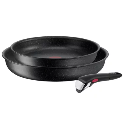 Tefal Ingenio Black Stone комплект от 3 части L3999032, тиган 24/28 см, подвижна дръжка, незалепващо покритие Mineralia+, термосигнал, индукция
