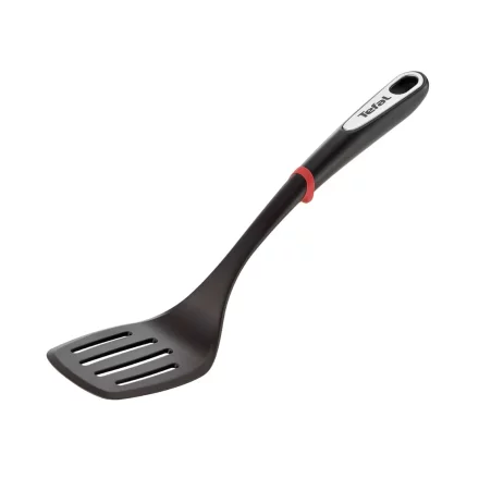 Spatula cu fante Tefal Ingenio K2060814, Rezistenta termica 230 grade, Inel silicon, Plastic, Negru