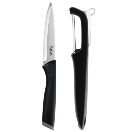 Tefal Essential Комплект за белене на зеленчуци K2219255, Универсален нож 12 см, Белачка, Дръжка с меко покритие, Неръждаема стомана