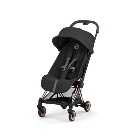 Carucior sport pentru copii Cybex Coya Comfort, compact, premium, Sepia Black cu cadru Rosegold