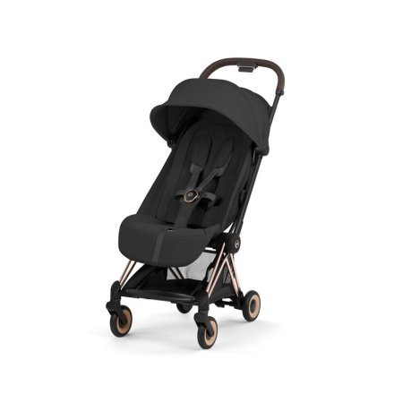 Carucior pentru copii Cybex Coya Style, compact, premium, Sepia Black cu cadru Rosegold