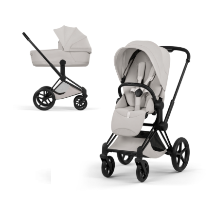 Carucior 2 in 1 pentru copii Cybex Priam Style, premium, City Grey cu cadru Matt Black