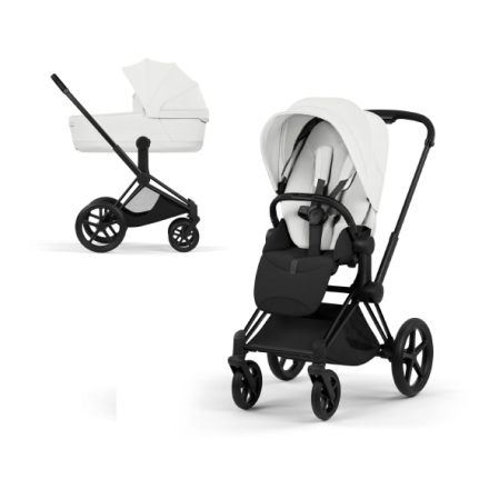 Carucior 2 in 1 pentru copii Cybex Priam Style, premium, Off White cu cadru Matt Black