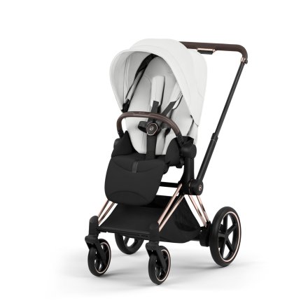 Carucior sport pentru copii Cybex Platinum e-Priam Style, premium, Off White cu cadru Rosegold