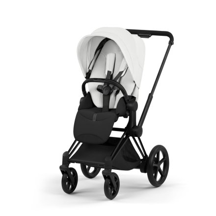 Carucior sport pentru copii Cybex Platinum e-Priam Style, premium, Off White cu cadru Matt Black