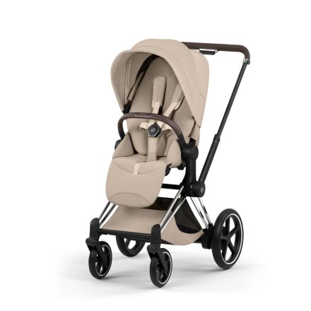 Carucior sport pentru copii Cybex Platinum e-Priam Style, premium, Cozy Beige cu cadru Chrome