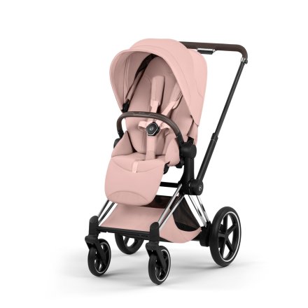 Carucior sport pentru copii Cybex Platinum e-Priam Style, premium, Peach Pink cu cadru Chrome