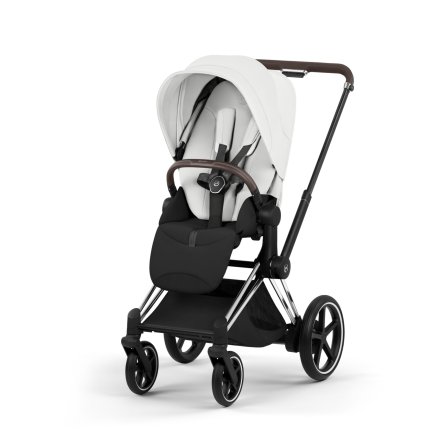 Carucior sport pentru copii Cybex Platinum e-Priam Style, premium, Off White cu cadru Chrome