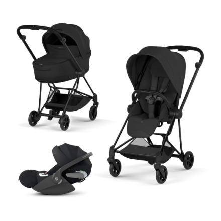 Carucior 3 in 1 pentru copii Cybex Mios Style, premium, Sepia Black cu cadru Matt Black