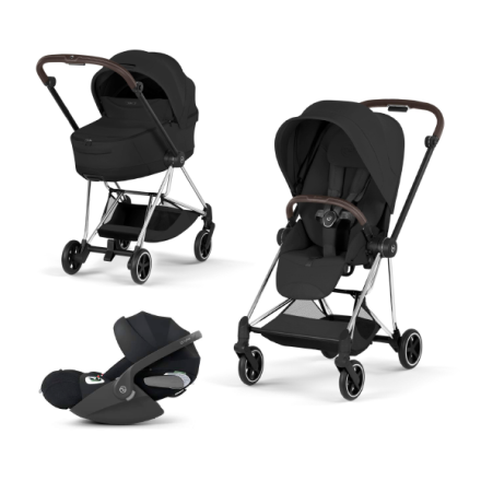 Carucior 3 in 1 pentru copii Cybex Mios Style, premium, Sepia Black cu cadru Chrome