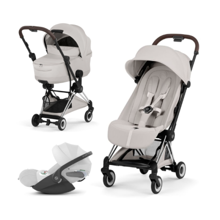 Carucior 3 in 1 pentru copii Cybex Coya Style, premium, City Grey cu cadru Chrome
