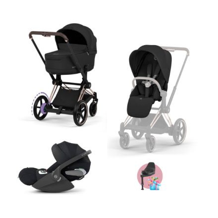 Carucior 3 in 1 pentru copii Cybex E-Priam Comfort, premium, cu scoica Cloud T Plus