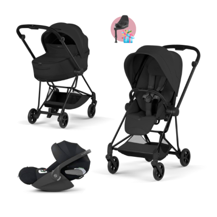 Carucior 3 in 1 pentru copii Cybex Mios Style, premium, Sepia Black cu cadru Matt Black