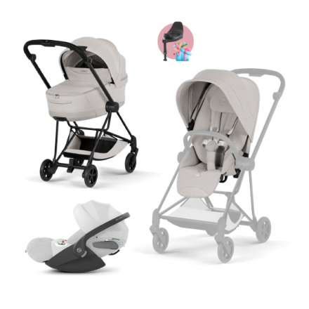 Carucior 3 in 1 pentru copii Cybex Mios Style, premium, City Grey cu cadru Matt Black