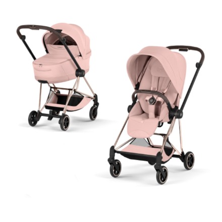Carucior 2 in 1 pentru copii Cybex Mios Style, premium, Peach Pink cu cadru Rosegold