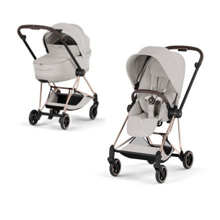 Carucior 2 in 1 pentru copii Cybex Mios Style, premium, City Grey cu cadru Rosegold