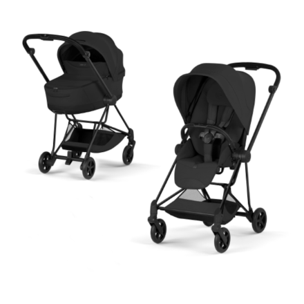 Carucior 2 in 1 pentru copii Cybex Mios Style, premium, Sepia Black cu cadru Matt Black