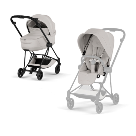 Carucior 2 in 1 pentru copii Cybex Mios Style, premium, City Grey cu cadru Matt Black