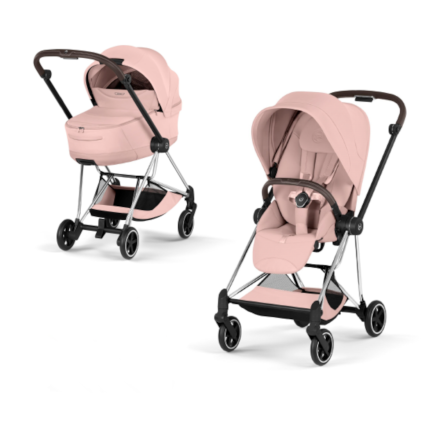 Carucior 2 in 1 pentru copii Cybex Mios Style, premium, Peach Pink cu cadru Chrome