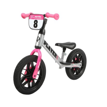 Bicicleta pentru copii fara pedale QPlay Player, Roti 12 inch, Cadru Flexibil, 2-4 ani, Roz